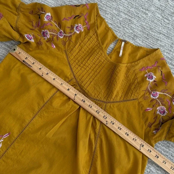 Free People Pavlo Floral Embroidered Babydoll Dress SIze Small Tiered Ruffle - Picture 10 of 15